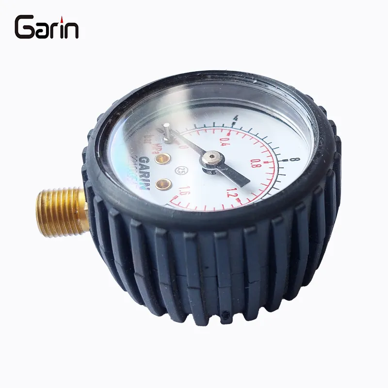 Factory Direct Sales 1.6MPA Dual Scale 40MM Pressure Gauge With Black Rubber Use For Car Tire Pressure Test