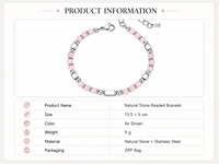 Bracelet en perles de pierre naturelle bohème en gros avec carte inspirante, 12 couleurs, unisexe