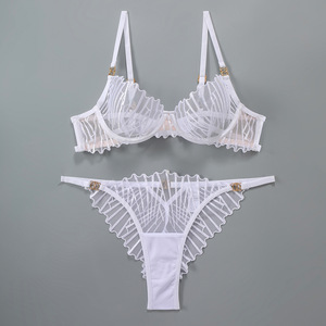 Ensemble de <span class=keywords><strong>lingerie</strong></span> sexy deux pièces pour <span class=keywords><strong>femme</strong></span>, style français, ultra-fin, brodé, avec soutien-gorge push-up à armatures et effet amincissant, motif arête de poisson, vente en gros - Product Image 5