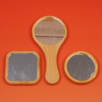 Miroir de maquillage de poche en bambou écologique Portable Logo personnalisé cadre de main en bois verre moderne personnalisé petit cosmétique de beauté