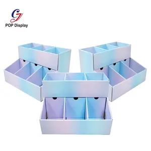 2 Tray Wholesale Custom Counter Display Paper Boxes Corrugated Cardboard Table Top Stand For Promotional Cosmetic Cream Make Up