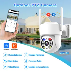 Top Seller 2MP/3MP/4MP Wireless Ptz Dome Camera With Red And Blue Double Flashing Alarm Light Surveillance Camera High Quality
