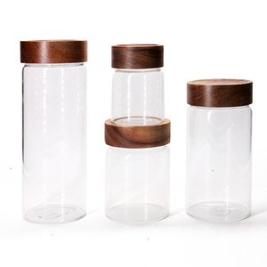 Wholesale Canning Jar Kitchen Household Glass Storage Jar With Wooden Lid