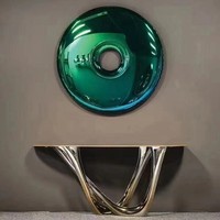 Table basse d'art en acier inoxydable miroir brillant moderne personnalisé