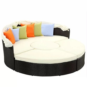 Cama de Día de Lujo para Hotel, Piscina, Playa, con Cojín Grueso y Profundo, de Aluminio, para Jardín, Redonda, de Mimbre Tejido, Tipo Chaise Longue - Product Image 5