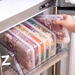 Boîte de conservation alimentaire pour préparation de viande congelée avec couvercle à clipser, empilable, compartiments divisés pour utilisation au réfrigérateur - Product Image 1