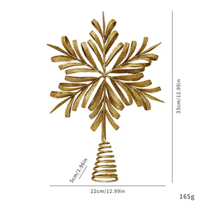 Dropshipping Shopify Iron Christmas <b>Tree</b> Topper Star <b>Ornament</b> Holiday Scene Decor Gold Silver Snowflake - Product Image 1