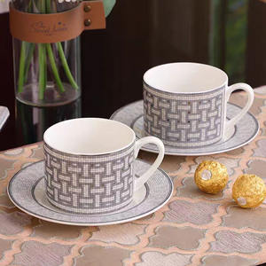 Fashionable Ceramic Bone China Eco-Friendly Coffee Cup and European Afternoon <b>Tea</b> <b>Set</b> 2 Cups 2 Plates Gift Box <b>Set</b> - Product Image 4