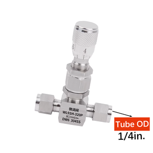 Válvula de aguja manual de 2 vías de acero inoxidable 316 GOGO WL91H-320P de 4/6/8/12 mm (1/16'', 1/8'', 1/4'', 3/8'') para microregulación de flujo - Product Image 3