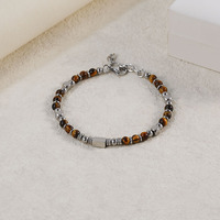 Bracelet en perles fait main pour homme et femme, en acier inoxydable, résistant à l'eau, non ternissant, style bohème, réglable et empilable