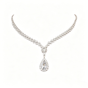 Collier ras du cou en cristal en forme de larme, bijoux de mariage étincelants - Product Image 1