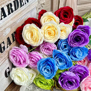 Vente directe d'usine, fleurs de pivoine artificielles, 6 têtes, fleurs en soie, décoration de mariage, style européen, moulage par injection - Product Image 1