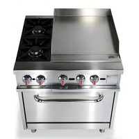 Cuisinière à gaz professionnelle 2 feux avec four, plaque chauffante thermostatée 24 pouces et 2 brûleurs supérieurs – Prix de gros