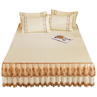 Gonna da letto classica con volant antipolvere in morbida microfibra Beige stile americano