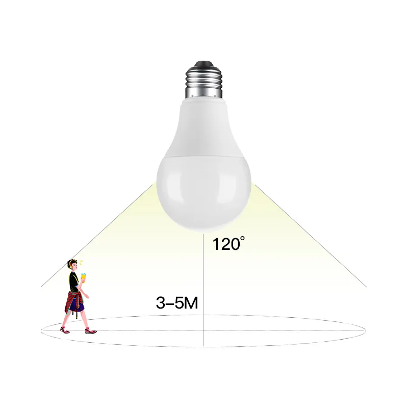 Lampu led sensor gerak Radar, bohlam led 7W 9W 12W sensor inframerah PIR induksi sensor energi, bohlam lampu led