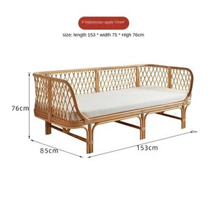 Combinação de Sofá-Cama de Casal para Três Pessoas em <span class=keywords><strong>Rattan</strong></span> Natural para Hotel e Alojamento Local, Chaise Longue de Lazer Impermeável e com Proteção Solar - Product Image 6