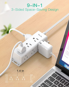 Protector de Sobretensión Mifaso para Montar en la Pared, Regleta con Múltiples Tomas de Corriente, Cable de Extensión de 9 Tomas Ampliamente Espaciadas, Enchufe de Cobre para Oficina en Casa - Product Image 4