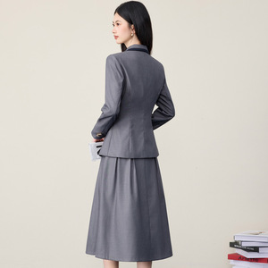 Women's Black Suit <b>Set</b> Midi Skirt Slim Fit Professional <b>Office</b> Lady Anti-Wrinkle Polyester Formal Wear - Product Image 5