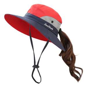 Sombrero de cola de caballo <span class=keywords><strong>para</strong></span> <span class=keywords><strong>mujer</strong></span>, protección UV, malla plegable, ala ancha, <span class=keywords><strong>playa</strong></span>, pesca, novedad de <span class=keywords><strong>2022</strong></span> - Product Image 1