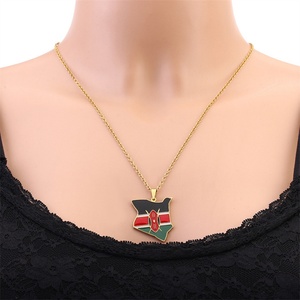 Collar con Mapa de Kenia Personalizado, Colgante de Mapa de País Africano, Bandera Esmaltada, Collar de Acero Inoxidable, Joyería - Product Image 5