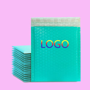 Pochette à bulles biodégradable écologique turquoise 20x25+4CM épaisse pour cosmétiques, bijoux, CD, avec logo personnalisé - Product Image 1