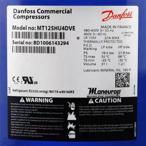 Compresseur Scroll MT160HU4D MT125HU4DVE MT100HS4EVE pour usage industriel stationnaire à alimentation CA - Product Image 3