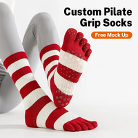Chaussettes de yoga tricotées d'été pour femmes, antidérapantes, à cinq doigts, en mélange de coton de haute qualité, avec grip Pilates personnalisé, maquette gratuite