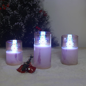Bougies en verre à DEL sans flamme avec télécommande fonctionnant sur piles et en forme de goutte scintillante Décoration intérieure - Product Image 6