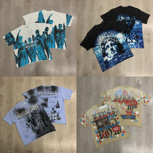 T-shirt da uomo girocollo di alta qualità, nuovo arrivo, 240 grammi, in maglia, streetwear, <span class=keywords><strong>hip</strong></span> <span class=keywords><strong>hop</strong></span>, <span class=keywords><strong>abbigliamento</strong></span> firmato da uomo - Product Image 3
