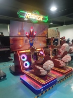 Machine de jeu d'arcade de course d'autruches à monnayeur, en fer et plastique, 2 joueurs, simulateur de course à 4 grands écrans, version anglaise, pour intérieur