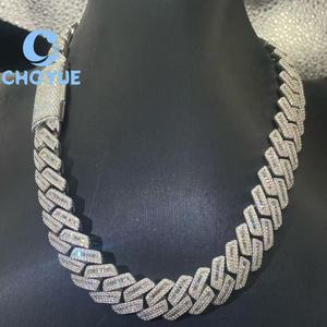 Collar de Hombre con Cadena Cubana de Plata S925 Chapada en Oro Rosa, con Moissanita Baguette, Joyería Hip Hop, Pasa la Prueba del Diamante GRA - Product Image 6