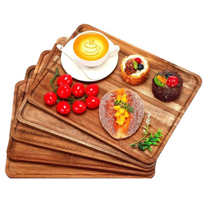 Wooden Rectangular Serving <b>Tray</b> Solid Wood Handmade For Coffee <b>Tea</b> Dessert Home Use - Product Image 2