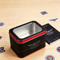 Boîte en métal de luxe personnalisée avec logo, écologique, pour montres, avec couvercles transparents, idéale pour cadeaux et artisanat – Vente en gros