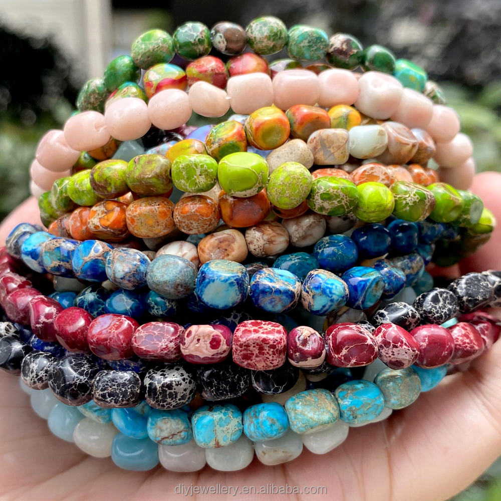 5x5x7mm Natural Stone Colorful Sea Sediment Jaspers Irregular Square Turquoises Loose Beads for Jewelry Making DIY Accessories