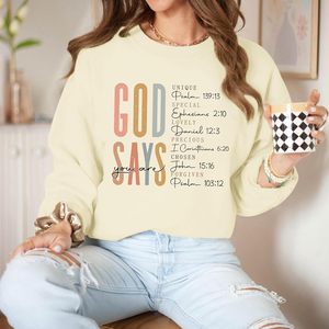 Sweat-shirt chrétien pour femme avec motif biblique « Dieu dit que tu es », pull inspirant à manches longues, tricoté et respirant - Product Image 4