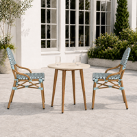 Chaise de bistrot française moderne, élégante et légère, en aluminium et rotin PE, pour extérieur, empilable, pour patio et parc, directement de l'usine