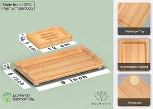 Jabonera de Bambú y Bandeja de Bambú para Baño, Encimera de Cocina, <span class=keywords><strong>Ducha</strong></span> - Product Image 2