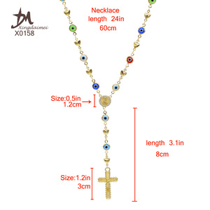 X0158 Nuovo Design <span class=keywords><strong>Collana</strong></span> Religiosa con Occhio Malvagio, Ciondolo Religioso in Oro 18k - Product Image 3