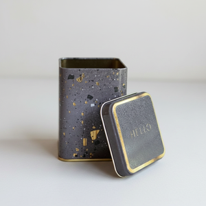 0.5L Square <b>Metal</b> Tin Container 75x75x102mm Slip Lid Terrazzo Brown Recyclable and Embossed Logo for Food Mint Candy Storage - Product Image 2