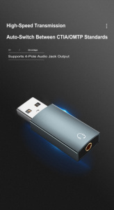 Adaptateur audio USB A vers 3,5 mm TRRS en alliage d'<span class=keywords><strong>aluminium</strong></span> Justlink, carte son externe USB 2.0 avec puce DAC AB136 pour ordinateur portable PC - Product Image 3