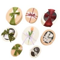 Boîte cadeau ovale en papier kraft avec doublure alvéolée, emballage en papier spécial artistique pour biscuits et cadeaux de demoiselles d'honneur, vente en gros