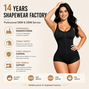 Body sculptant sans couture à fermeture éclair <span class=keywords><strong>avec</strong></span> dentelle, soutien-gorge à armatures basse, gaine de compression ajustable, rehausseur de fesses festonné - Product Image 3