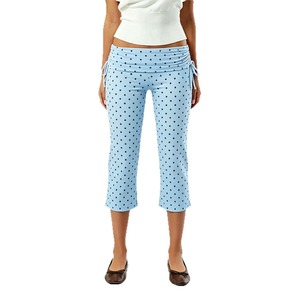 Pantalon Capri taille haute avec cordon de serrage, mélange de coton extensible, coupe ajustée, pour la course à pied, le fitness, l'entraînement, leggings pour femmes - Product Image 5