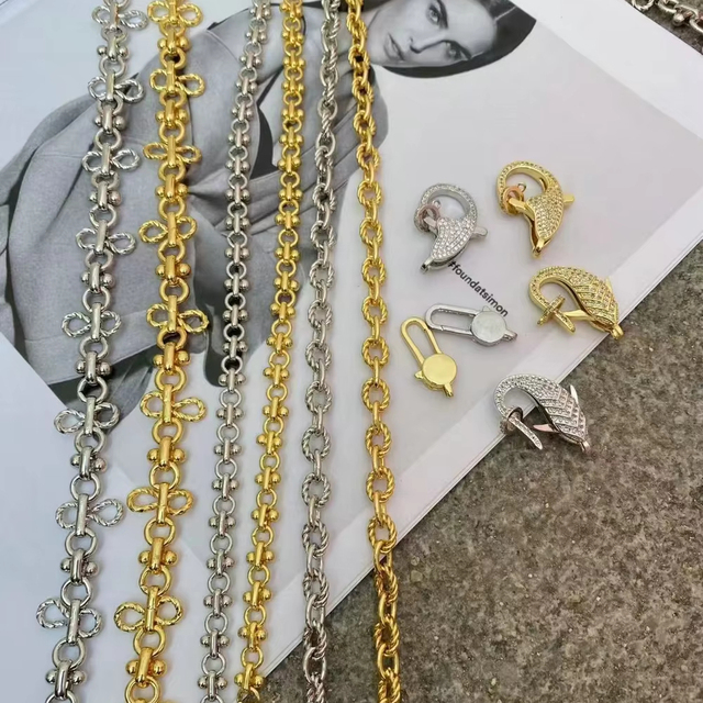 High Quality Multi Design Chain Gold Plated Brass Link Chain for Jewelry Making