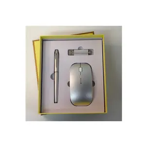 Boce Mouse nirkabel kustom 3 dalam 1, Set hadiah perusahaan pendidikan pena Flash Drive USB nirkabel canggih