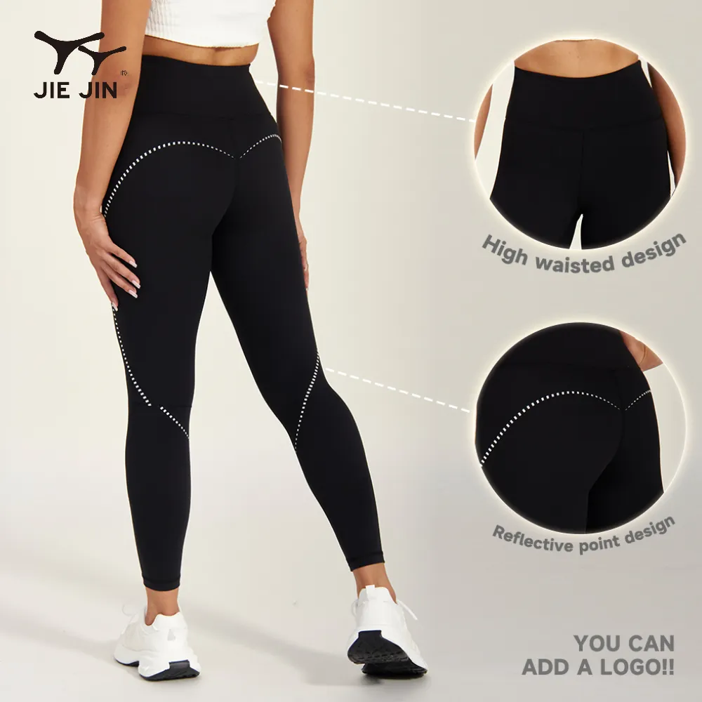 Jijin Custom Design da donna allenatore a vita alta moda calzamaglia di pelle di Spandex Leggings pantaloni da Yoga