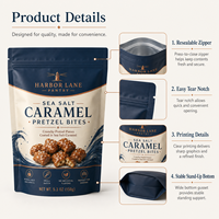 Sacs d'emballage Doypack à fermeture éclair refermable, imprimés sur mesure, mats, de qualité alimentaire, à prix d'usine, pour bretzels, bonbons et snacks, pochettes verticales