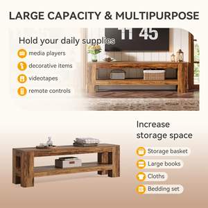 Meuble <span class=keywords><strong>TV</strong></span> rustique de 59 <span class=keywords><strong>pouces</strong></span> <span class=keywords><strong>pour</strong></span> téléviseurs de <span class=keywords><strong>55</strong></span>, 60, 65, 75 <span class=keywords><strong>pouces</strong></span>, console multimédia avec étagères de rangement, centre de divertissement <span class=keywords><strong>pour</strong></span> salon - Product Image 3