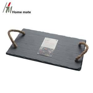 Placa cargadora de piedra personalizada para servir platos de condimentos y bandeja de cristal de piedra de <span class=keywords><strong>pizarra</strong></span> con asa - Product Image 6