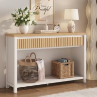 SL-ST1616 Moderne Lattes Classiques Cannelées Entrée Couloir MDF En Bois Étroit Longue Console avec Tiroirs